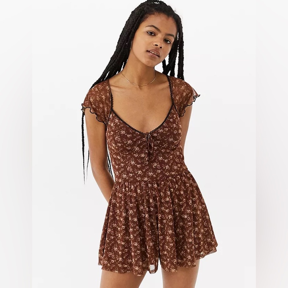 Urban Outfitters Brown Floral Mini Dress